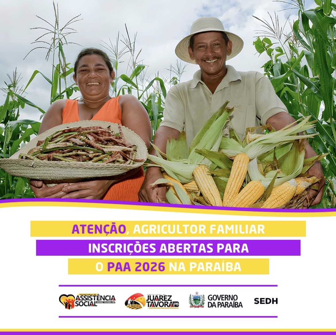 Prefeitura de Juarez Távora abre inscrições para o Programa de Aquisição de Alimentos (PAA) 2026