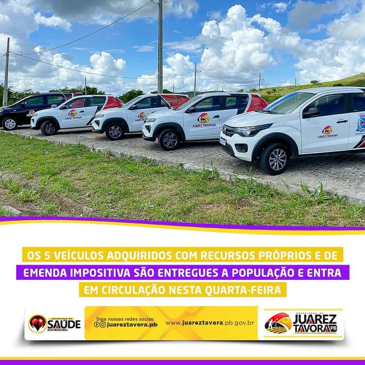 A Prefeitura de Juarez Távora adquiriu 5 veículos com recursos próprios e de Emenda Impositiva
